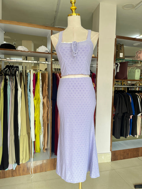 MADEBEN Two Piece Set of Crop Tops and Fitted Flare Skirts